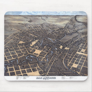 San Antonio, Texas, Antique Aerial City Karta, 187 Musmatta