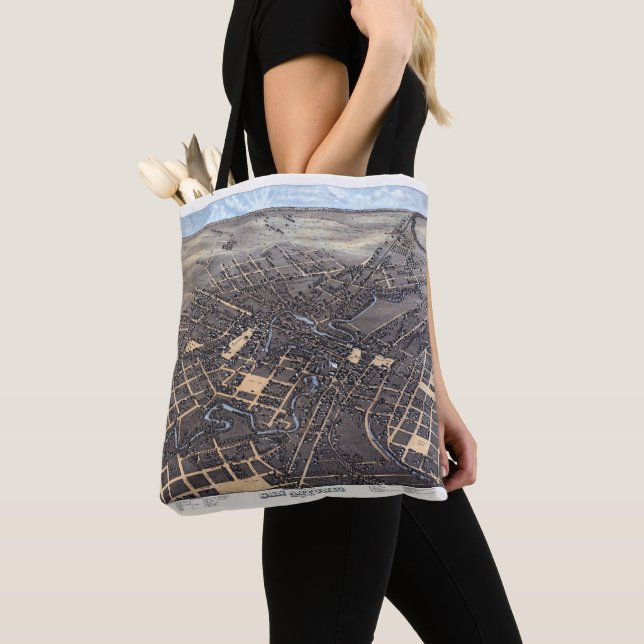 San Antonio, Texas, Antique Aerial City Karta, 187 Tygkasse (Närbild)