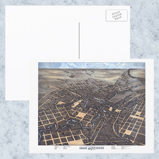 San Antonio, Texas, Antique Aerial City Karta, 187 Vykort (Skapare uppladdad)