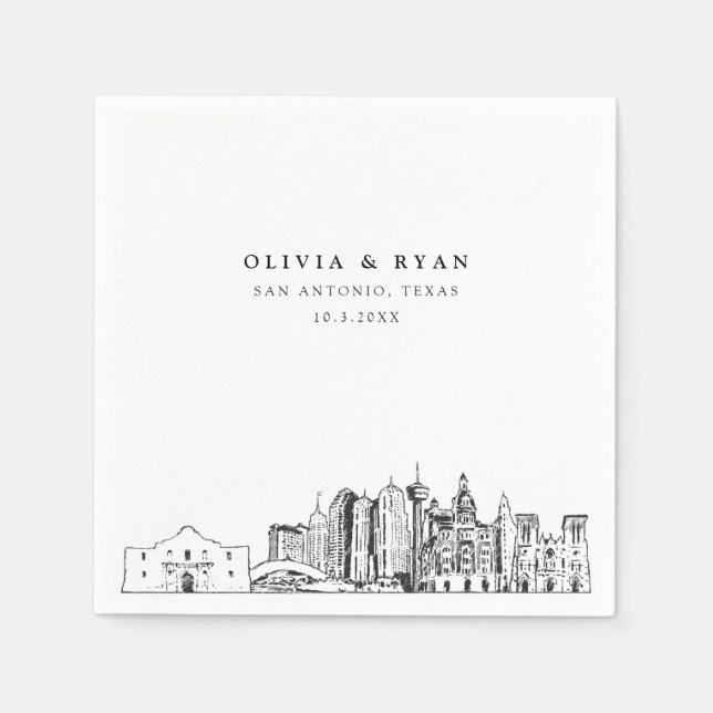 San Antonio Texas Bröllop Papper Cocktail Napkin Pappersservett (Framsidan)