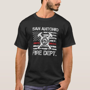 San Antonio Texas Fire Department Thin Red Line Fi T Shirt