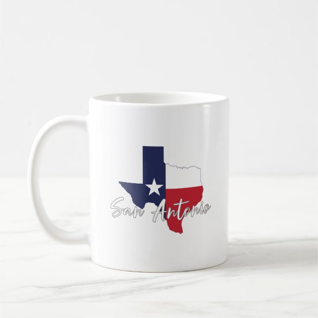 San Antonio, Texas Flagga Karta Kaffemugg (Vänster)