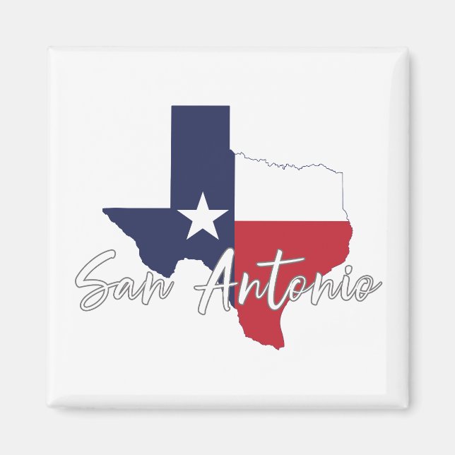 San Antonio, Texas Flagga Kartmagnet Magnet (Framsidan)