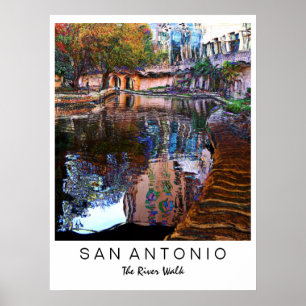 San Antonio Texas: Floden går konsttrycket Poster