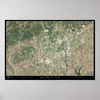 San Antonio, Texas från rymdsatellit affisch