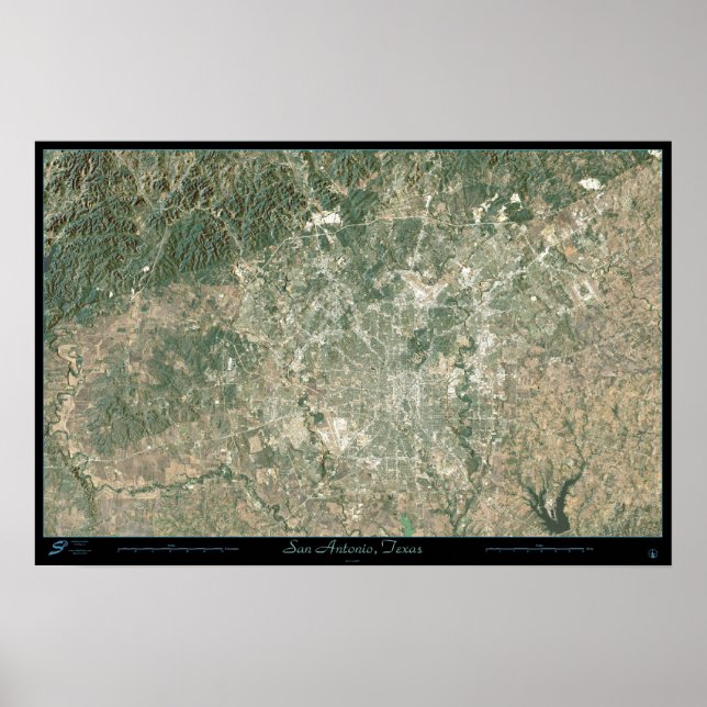 San Antonio, Texas från rymdsatellit affisch (Framsidan)