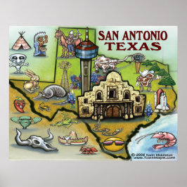 San Antonio TEXAS Karta Poster