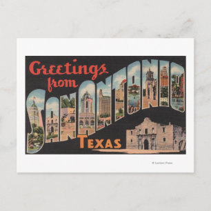San Antonio, Texas - Large Brev Scenes Vykort