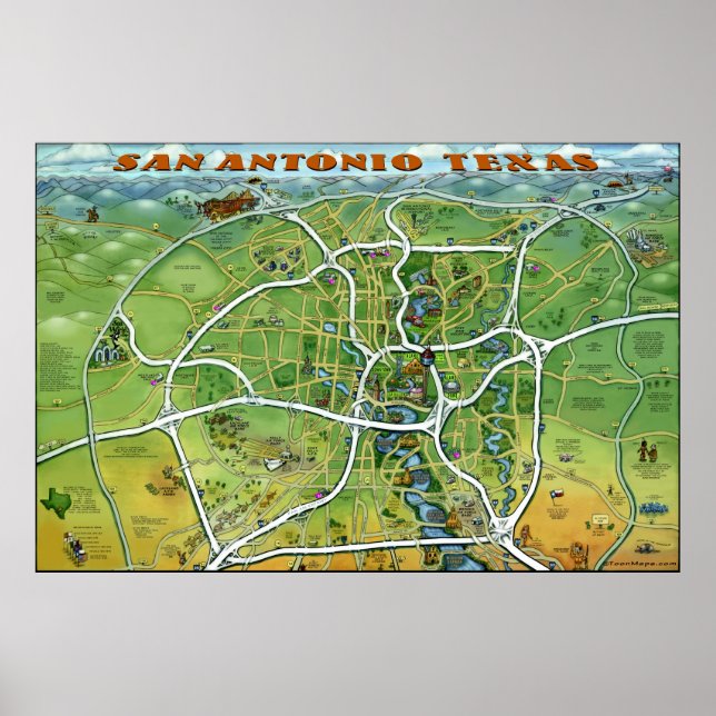 San Antonio Texas Large Poster (Framsidan)