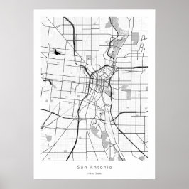 San Antonio Texas Minimal Modern Street City Karta Poster