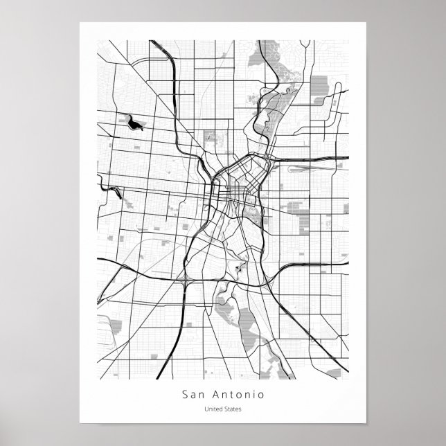 San Antonio Texas Minimal Modern Street City Karta Poster (Framsidan)