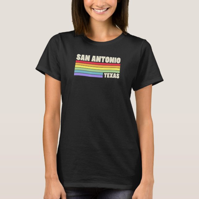 San Antonio Texas Pride Rainbow Flagga Gay pride M T Shirt (Framsida)