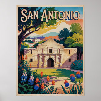 San Antonio Texas Retro - Vintage Design Poster