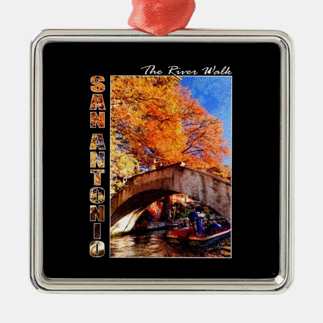 San Antonio, Texas: River Walk Bridge Julgransprydnad Metall (Framsidan)