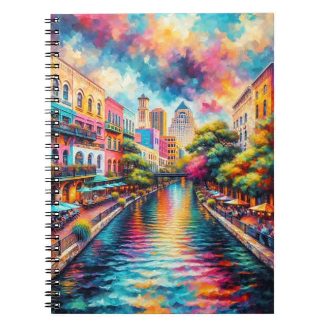 San Antonio Texas River Walk Colorful Notebook Anteckningsbok (Framsidan)