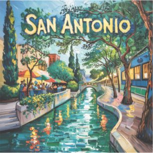 San Antonio Texas River Walk Van Gogh Levande Stad Klistermärken