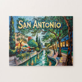 San Antonio Texas River Walk Van Gogh Levande Stad Pussel