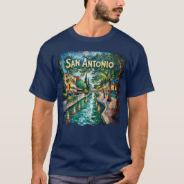 San Antonio Texas River Walk Van Gogh Levande Stad T Shirt
