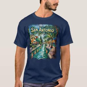 San Antonio Texas River Walk Van Gogh Levande Stad T Shirt