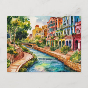 San Antonio, Texas, Riverpromenamålning Vykort