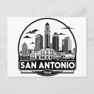 San Antonio Texas siluett Vykort