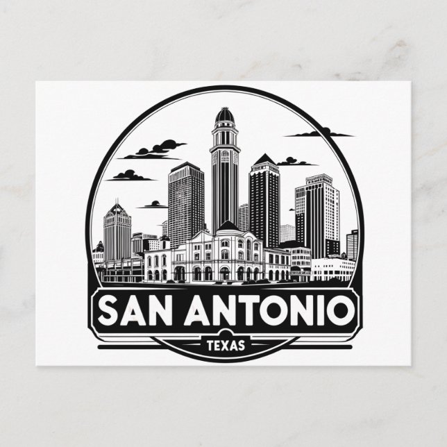San Antonio Texas siluett Vykort (Framsida)