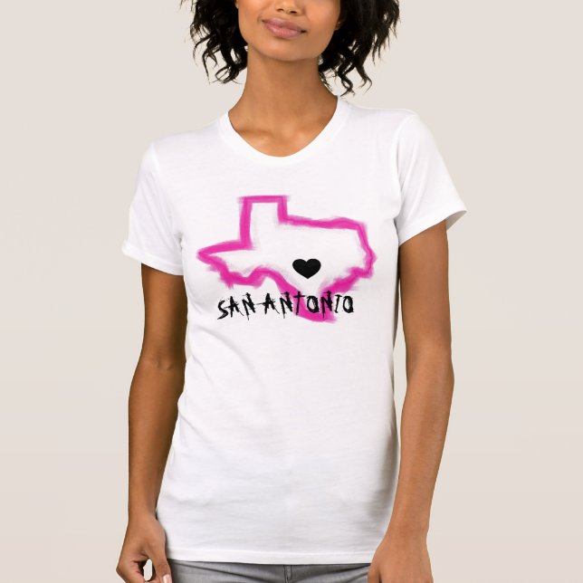 San Antonio Texas skisserar rosa grunge Tee (Framsida)