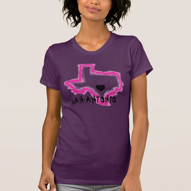 San Antonio Texas skisserar rosa grunge Tee Shirt (Framsida)