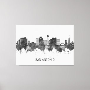 San Antonio Texas Skyline BW Canvastryck
