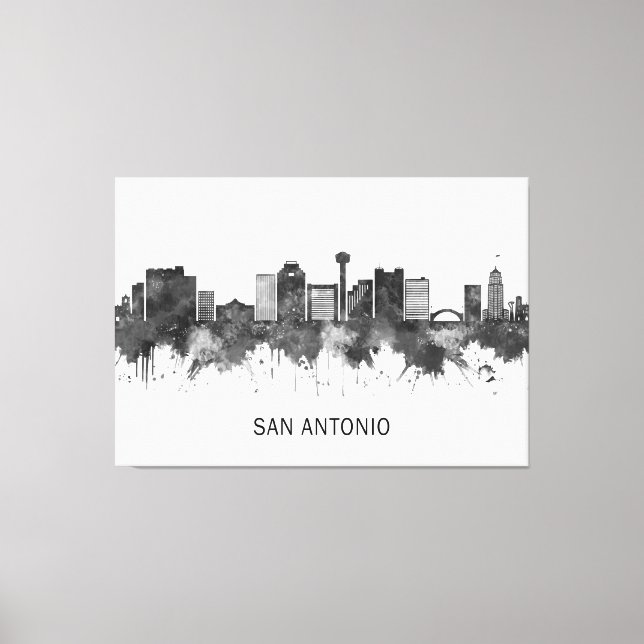 San Antonio Texas Skyline BW Canvastryck (Framsida)