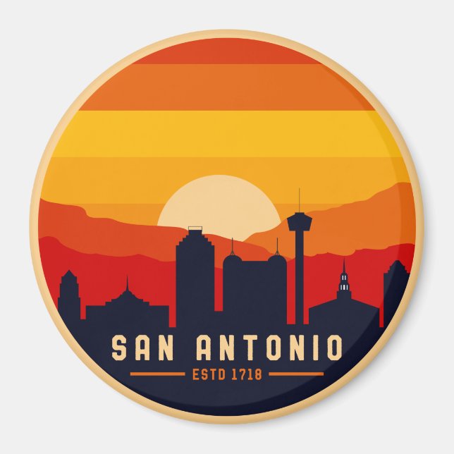 San Antonio Texas Skyline Cityscape Souvenir Magnet (Framsidan)