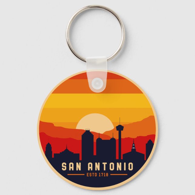 San Antonio Texas Skyline Cityscape Souvenir Nyckelring (Framsida)
