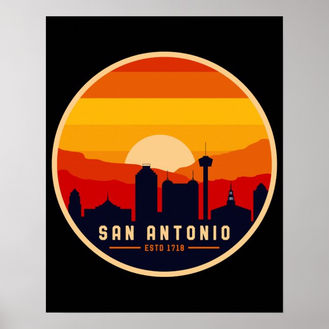 San Antonio Texas Skyline Cityscape Souvenir Poster (Framsidan)