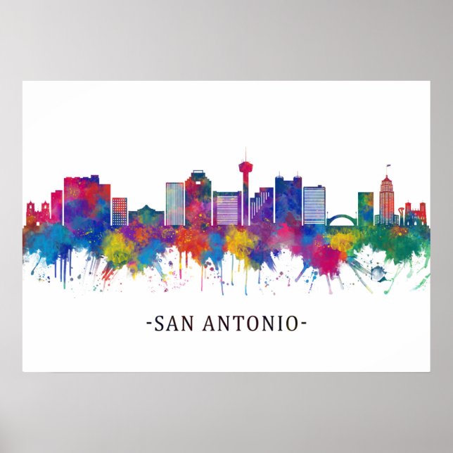 San Antonio Texas Skyline Poster (Framsidan)
