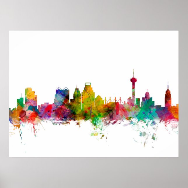 San Antonio Texas Skyline Poster (Framsidan)