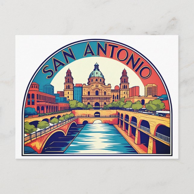 San Antonio Texas stadsbild Vykort (Framsida)