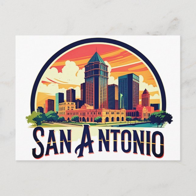 San Antonio Texas stadsbild Vykort (Framsida)