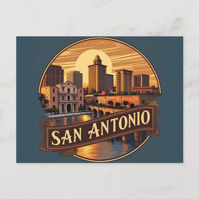 San Antonio Texas stadsbild Vykort (Framsida)