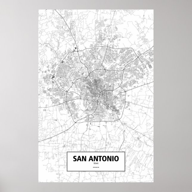 San Antonio, Texas (svart på vit) Poster (Framsidan)