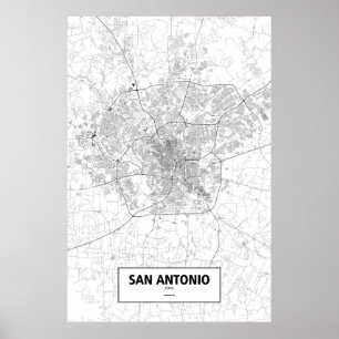 San Antonio, Texas (svart på vitt) Poster
