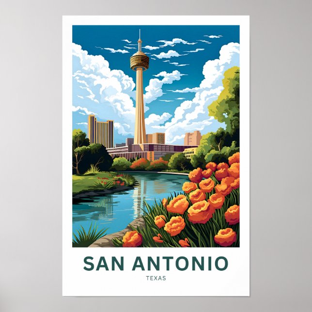 San Antonio Texas Travel Skriv ut Poster (Framsidan)