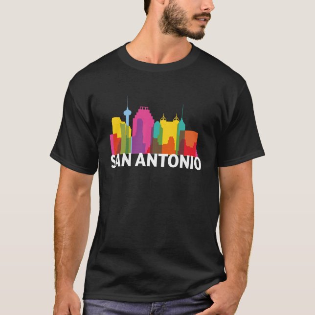 San Antonio Texas USA Skyline Silhouette Outline S T Shirt (Framsida)