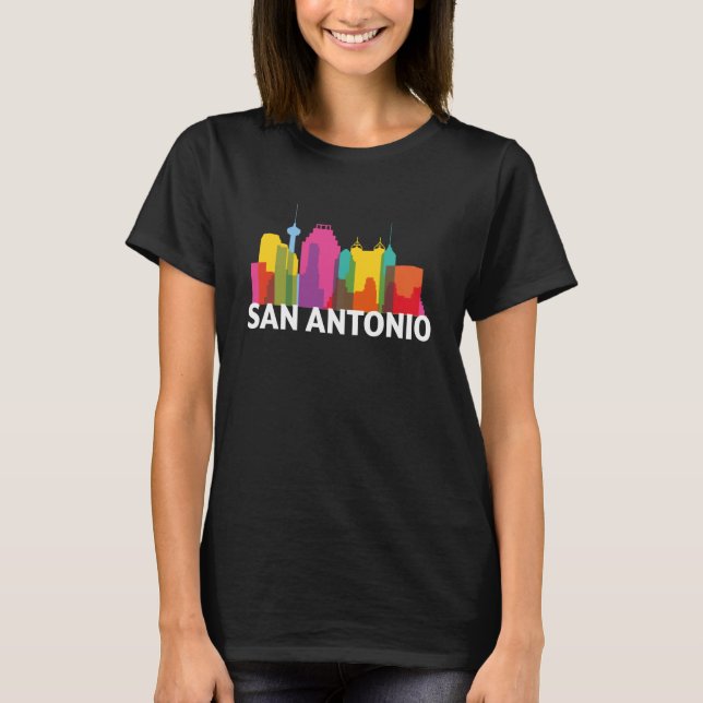 San Antonio Texas USA Skyline Silhouette Outline S T Shirt (Framsida)