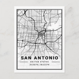 San Antonio Texas USA Travel City Karta Poster Vykort