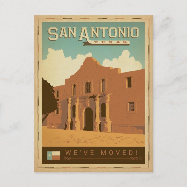 San Antonio, Texas | Vi har flyttat Inbjudan Vykort (Framsida)