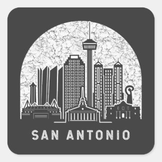 San Antonio Texas Vintage Fyrkantigt Klistermärke