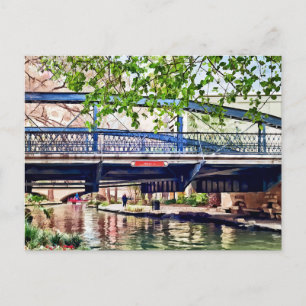 San Antonio TX - Bron över Paseo Del Rio Vykort