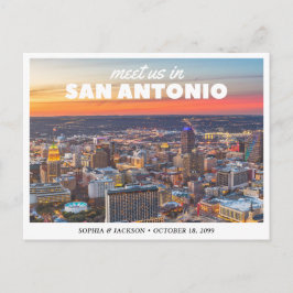 San Antonio Wedding Save the Date Retro Postcard Vykort