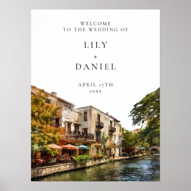 San Antonio Wedding Welcome Sign Poster (Framsidan)