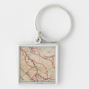 San Benito, Fresno, Monterey, San Luis Obispo Fyrkantig Silverfärgad Nyckelring